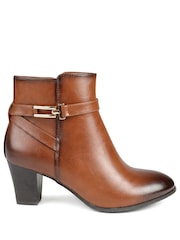 Kellanruskea Ruskea - Pavers Smart Block Heel Ankle Boots With Buckle Detail - Kuva 4 / 6