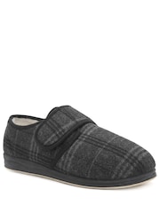 Pavers Black Extra Wide Faux Fur Lined Slippers - Image 2 of 6