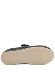 Pavers Black Extra Wide Faux Fur Lined Slippers - Image 6 of 6