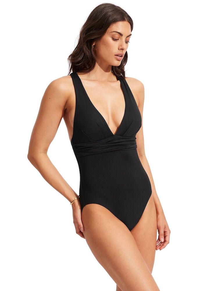 Seafolly Collective V-Neck Crossback Nylon Stretch Swimsuit - Image 4 of 4