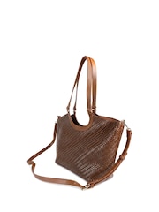 Pavers Brown Bellissimo Woven Zip Close Shoulder Bag - Image 3 of 6