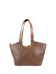 Pavers Brown Bellissimo Woven Zip Close Shoulder Bag - Image 4 of 6
