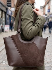 Pavers Chocolate Brown Bellissimo Two Tone Shoulder Bag - Image 1 of 6