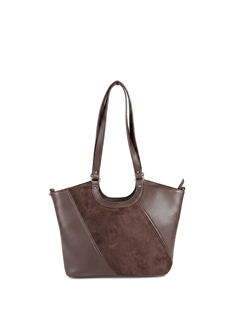 Pavers Chocolate Brown Bellissimo Two Tone Shoulder Bag - Image 2 of 6