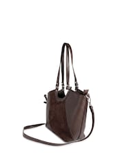 Pavers Chocolate Brown Bellissimo Two Tone Shoulder Bag - Image 3 of 6
