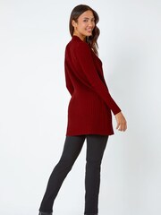 Roman Red Ribbed Longline Cardigan - Image 2 of 5
