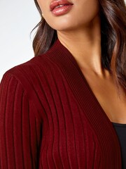 Roman Red Ribbed Longline Cardigan - Image 5 of 5