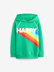 Little Bird by Jools Oliver Green Rainbow Happy Hoodie - Image 1 of 6