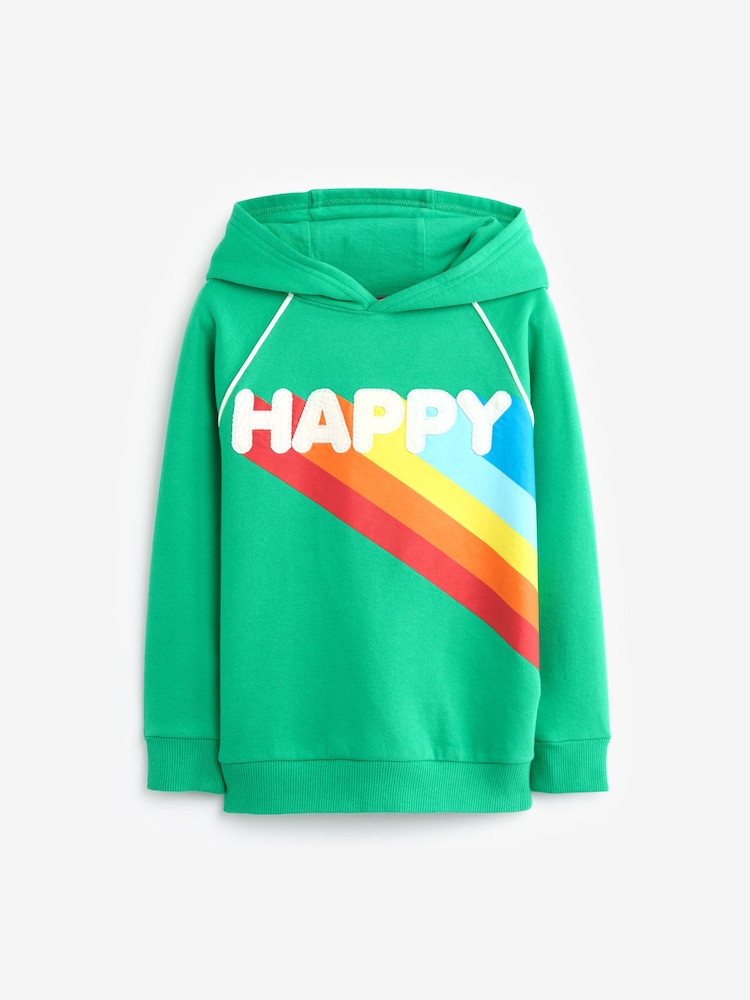Little Bird by Jools Oliver Green Rainbow Happy Hoodie - Image 1 of 6