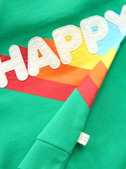 Little Bird by Jools Oliver Green Rainbow Happy Hoodie - Image 3 of 6