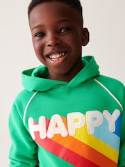 Little Bird by Jools Oliver Green Rainbow Happy Hoodie - Image 4 of 6