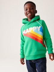 Little Bird by Jools Oliver Green Rainbow Happy Hoodie - Image 5 of 6