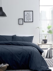 Serene Dart Pleated Duvet Cover And Pillowcase Set - Image 1 of 3