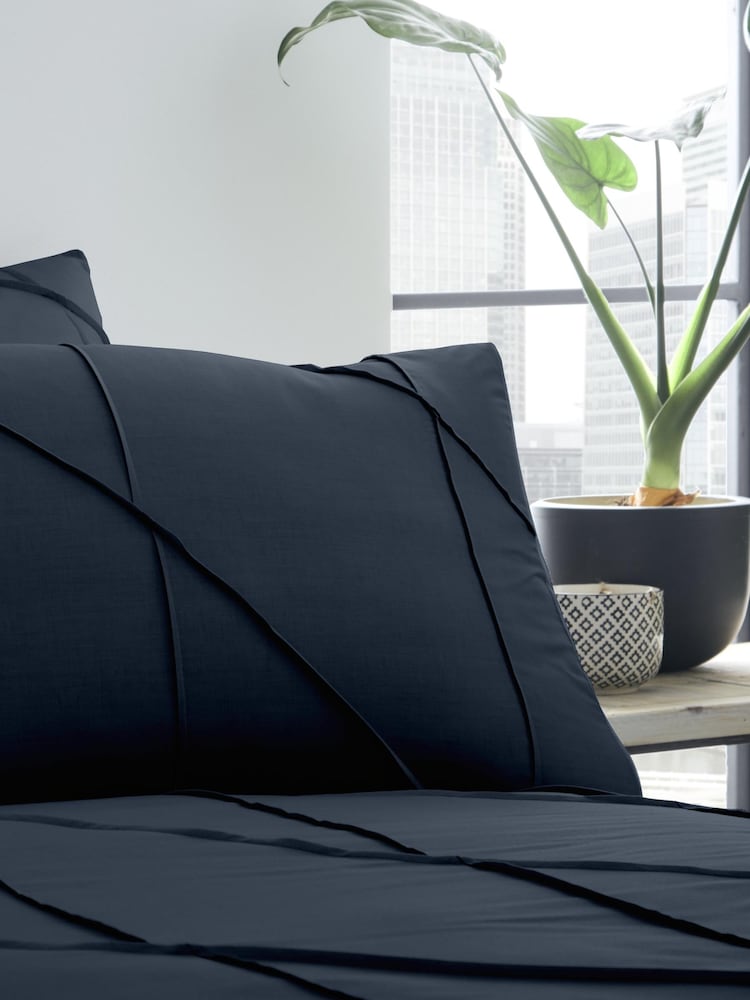 Serene Dart Pleated Duvet Cover And Pillowcase Set - Image 3 of 3
