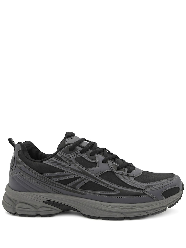 Pavers Charcoal Grey Wide Fit Rugged Lace Up Trainers - Image 2 of 6