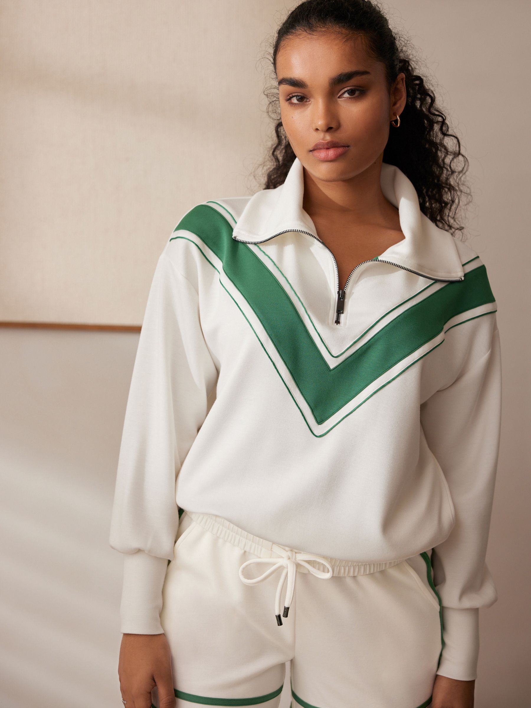 Buy Cream Stripe Half Zip Jumper from Next Luxembourg Buy Cream Stripe Half Zip Jumper from Next Luxembourg