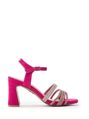 Moda in Pelle Pink Narine Strappy Hotfix Block Heel Sandals - Image 1 of 4
