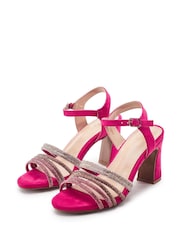 Moda in Pelle Pink Narine Strappy Hotfix Block Heel Sandals - Image 2 of 4