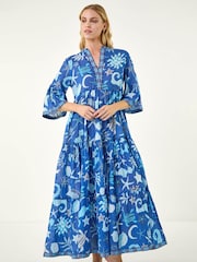 Roman Blue Seashell Maxi Dress - Image 1 of 5