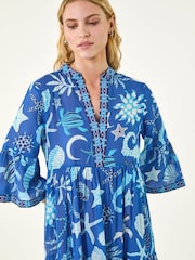 Roman Blue Seashell Maxi Dress - Image 4 of 5