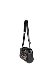 Pavers Black Floral Adjustable Strap Multi Pocket Cross-Body Bag - Image 3 of 6