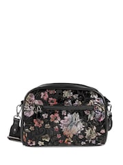 Pavers Black Floral Adjustable Strap Multi Pocket Cross-Body Bag - Image 4 of 6