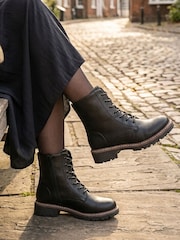 Pavers Black Lace Up Ankle Boots With Warm Lining - Image 1 of 6