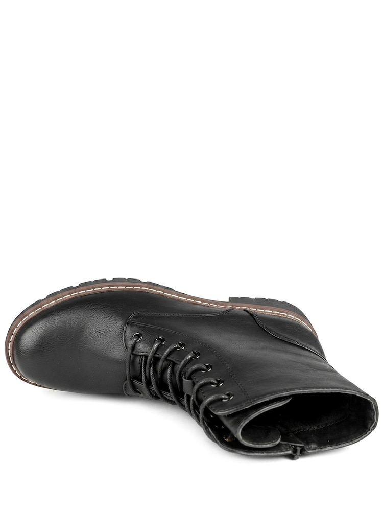 Pavers Black Lace Up Ankle Boots With Warm Lining - Image 6 of 6 Pavers Black Lace Up Ankle Boots With Warm Lining - Image 6 of 6