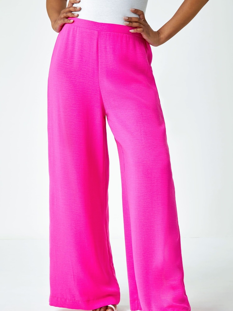 Roman Pink Petite Wide Leg Elasticated Trousers - Image 1 of 5