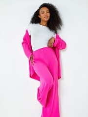 Roman Pink Petite Wide Leg Elasticated Trousers - Image 3 of 5