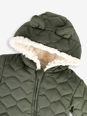 JoJo Maman Bébé Khaki Boys' Quilted Pramsuit - Image 2 of 5