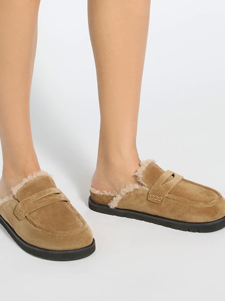 Təbii - Dune London Qızılı Astarlı Arxasız Loafers - 6şəkildən 1 şəkil