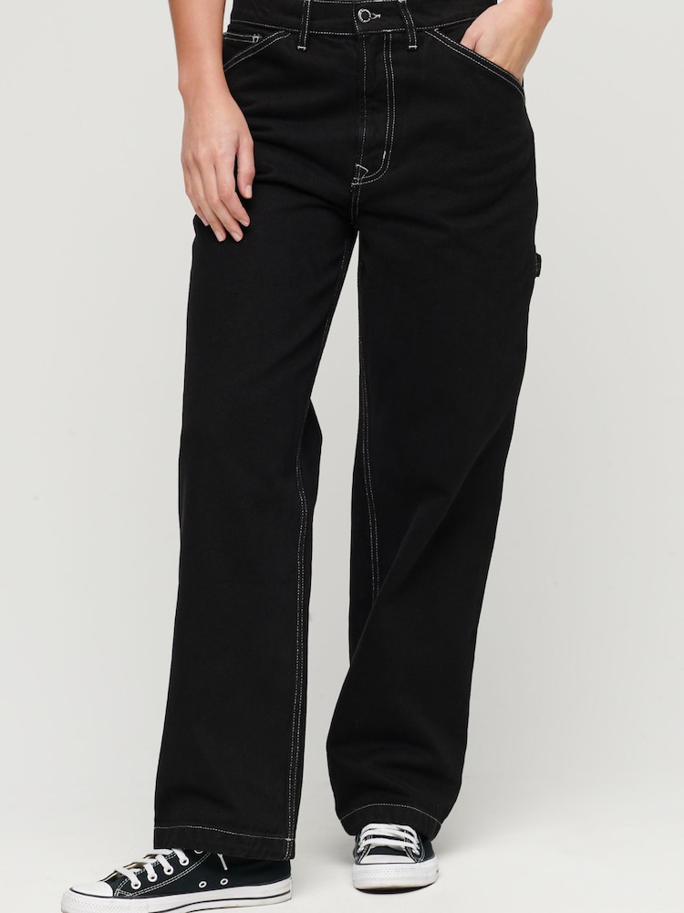 Superdry Black Contrast Carpenter Jeans - Image 1 of 6