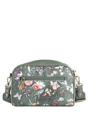 Pavers Green Floral Adjustable Strap Multi Pocket Cross-Body Bag - Image 2 of 6