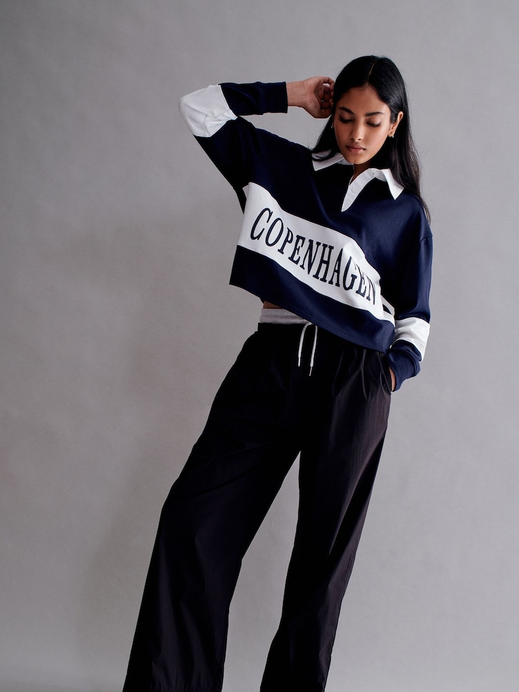Black Wide Leg Boxer Trousers - Image 1 of 7