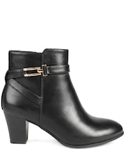 Musta - Pavers Smart Block Heel Ankle Boots With Buckle Detail - Kuva 2 / 6