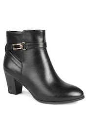 Musta - Pavers Smart Block Heel Ankle Boots With Buckle Detail - Kuva 3 / 6