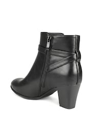Musta - Pavers Smart Block Heel Ankle Boots With Buckle Detail - Kuva 4 / 6