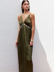 Khaki Green Maxi Dress - Image 1 of 5