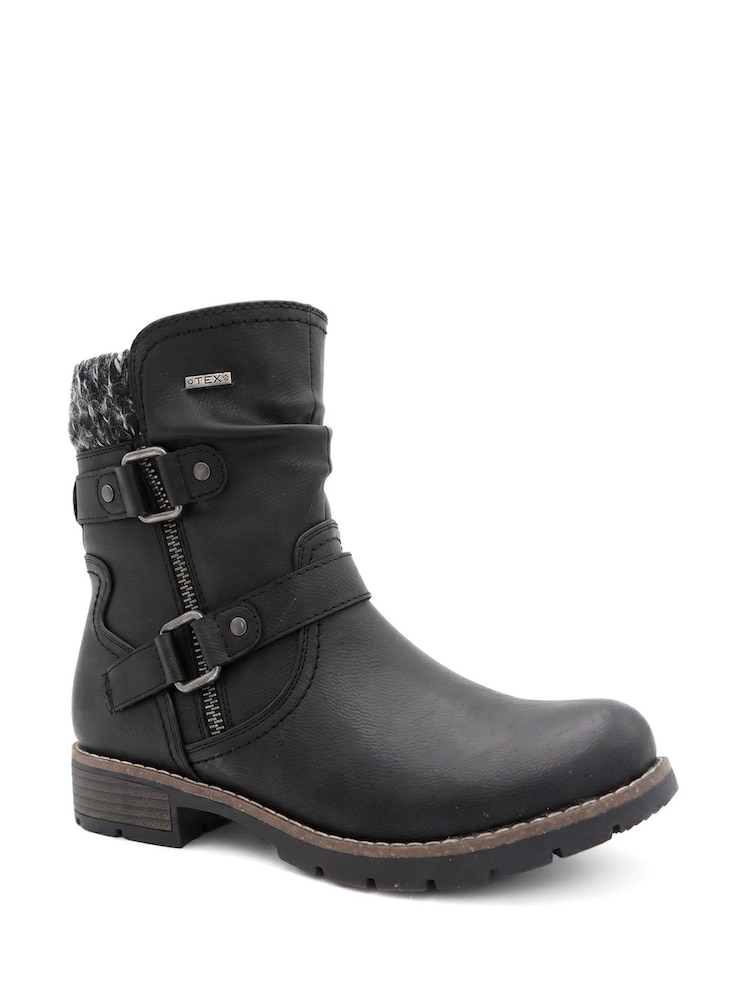 Pavers Black Warm Lined Zip Up Ankle Boots - Image 2 of 6 Pavers Black Warm Lined Zip Up Ankle Boots - Image 2 of 6