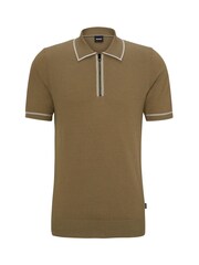 BOSS Green Zip Neck Knitted Polo Shirt - Image 5 of 5