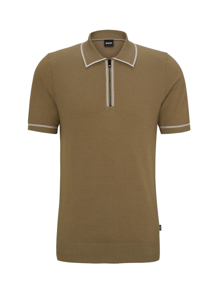 BOSS Green Zip Neck Knitted Polo Shirt - Image 5 of 5
