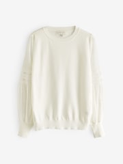 Apricot Cream Chiffon & Crochet Sleeve Jumper - Image 1 of 6