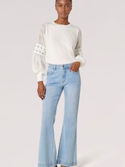 Apricot Cream Chiffon & Crochet Sleeve Jumper - Image 4 of 6