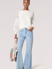 Apricot Cream Chiffon & Crochet Sleeve Jumper - Image 5 of 6