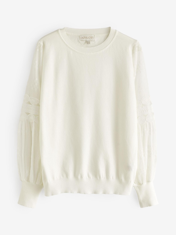 Apricot Cream Chiffon & Crochet Sleeve Jumper - Image 6 of 6