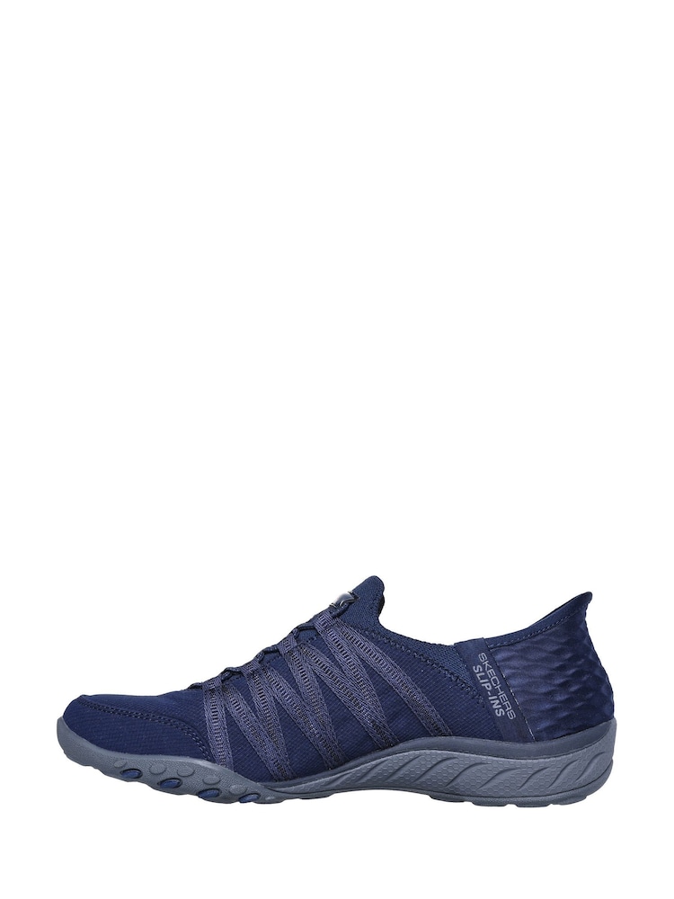 Skechers Blue Breathe Easy Roll Slip In With Me Wide Fit Trainers - Image 2 of 5
