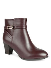 Burgundy Punainen - Pavers Smart Block Heel Ankle Boots With Buckle Detail - Kuva 2 / 6
