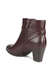Burgundy Punainen - Pavers Smart Block Heel Ankle Boots With Buckle Detail - Kuva 3 / 6