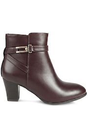 Burgundy Punainen - Pavers Smart Block Heel Ankle Boots With Buckle Detail - Kuva 4 / 6